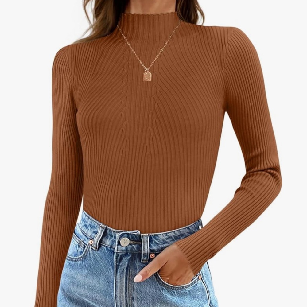 NWT Amazon Ribbed Brown Long Sleeve Sweater. Size S